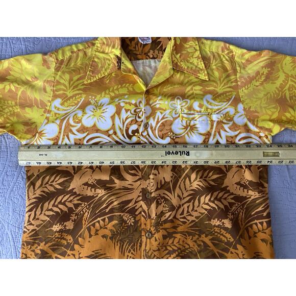 Vtg Barefoot In Paradise Mns L Hawaii Bright SS Shirt Button Up Dagger Collar - Picture 6 of 7